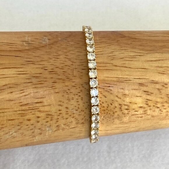 Sterling Silver 925 Yellow Gold Vermeil CZ Tennis Bracelet 6-8" Bolo Box Chain - Picture 16 of 16